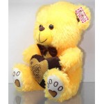 Yellow Puchi Teddy Bear with a Bow and I Love You Heart
