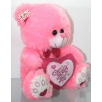 Pink Puchi Teddy Bear with a Bow and I Love You Heart