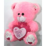 Pink Puchi Teddy Bear with a Bow and I Love You Heart