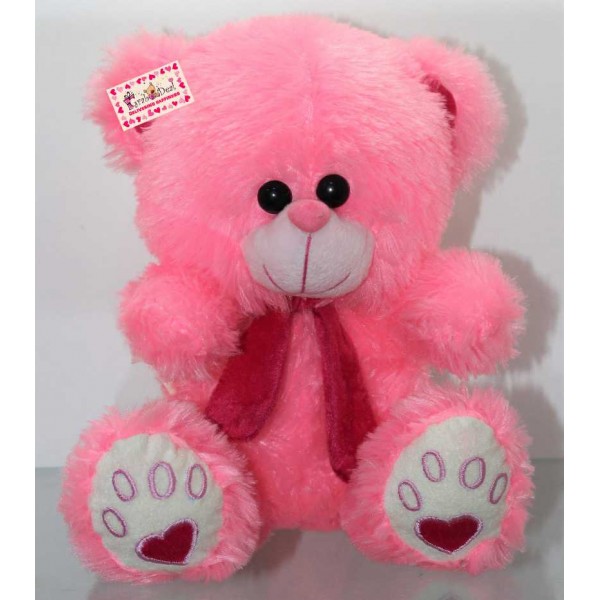 Pink Puchi Teddy Bear wearing Muffler