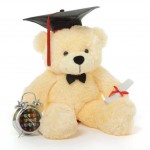 2 feet big peach teddy bear with Graduation Cap and a Scroll