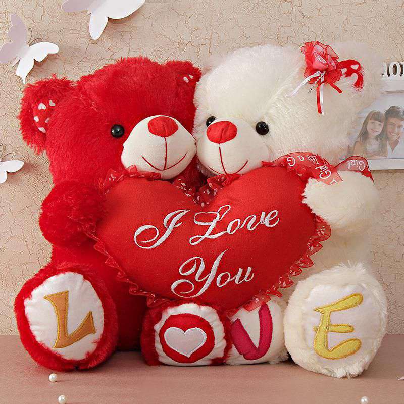 Cute Couple Love Teddy Bears holding 