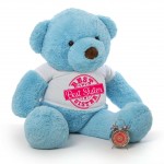 3.5 feet big blue fur face teddy bear wearing special Best Sister T-shirt