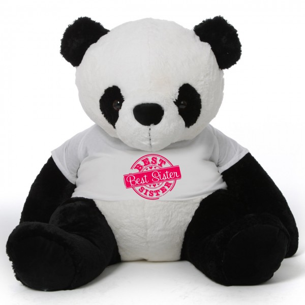 5 feet big panda teddy bear wearing special Best Sister T-shirt