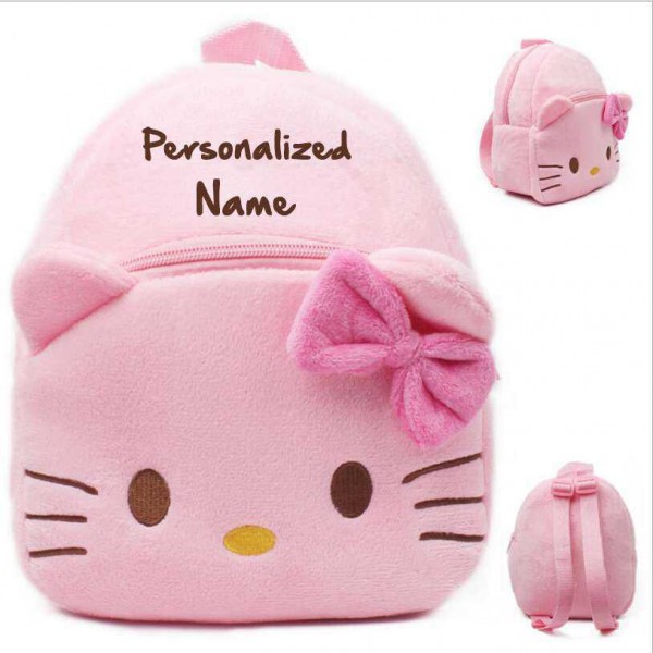 Personalized Pink Kitty Baby Bag Stuffed Soft Plush Toy