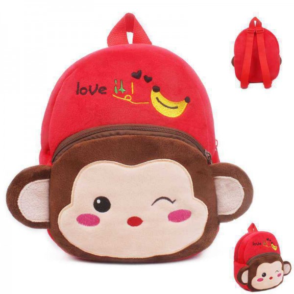 Red and Brown Monkey Baby Bag Stuffed Soft Plush Toy