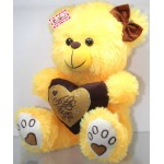Yellow Puchi Girl Teddy Bear with a Bow and I Love You Heart
