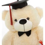 Peach 3 Feet Big Teddy Bear with a Graduation Cap and a Scroll