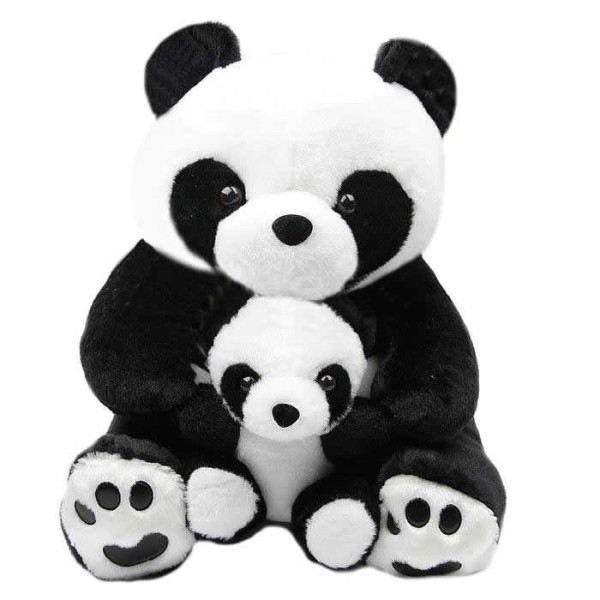 Cute Black and White Mumma Baby Panda Plush Animal Soft Toy Teddy Bear