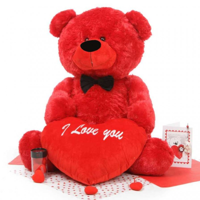 Красный плюшевый медведь. Популярные имена для мишек. Мишка Топтыжка от Кристины @Plush_Happy_Toys. Big Teddy Gift.
