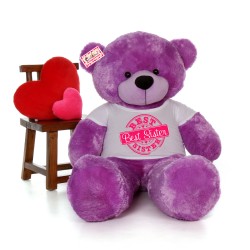 5 feet big purple teddy bear wearing Best Sister T-shirt